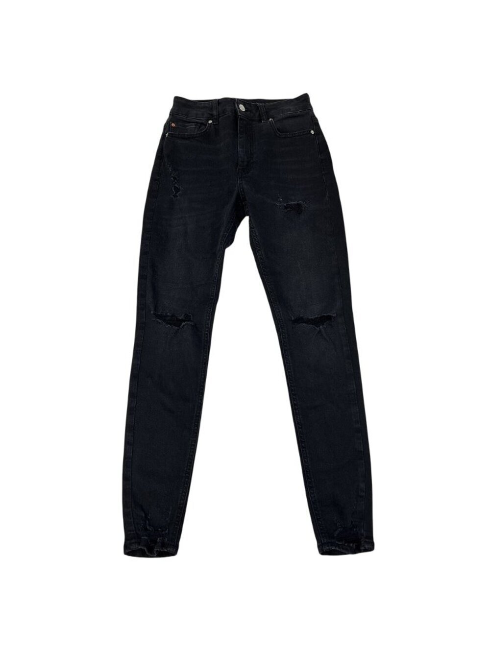Denim & Co. Womens Distressed Five Pocket Skinny Jeans Black Size 4